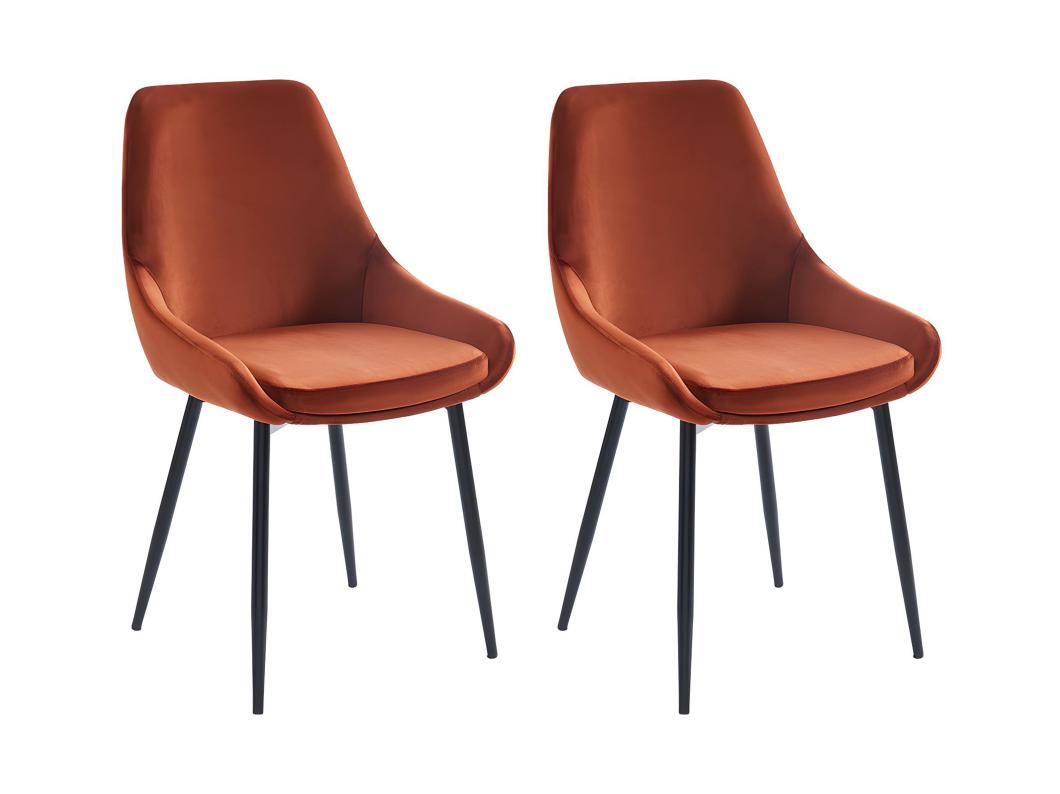 Set van 2 stoelen - Fluweel en zwart metaal - Terracotta - MASURIE