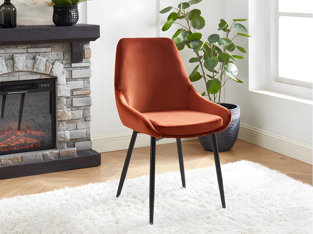 Lot de 2 chaises - Velours et métal noir - Terracotta - MASURIE