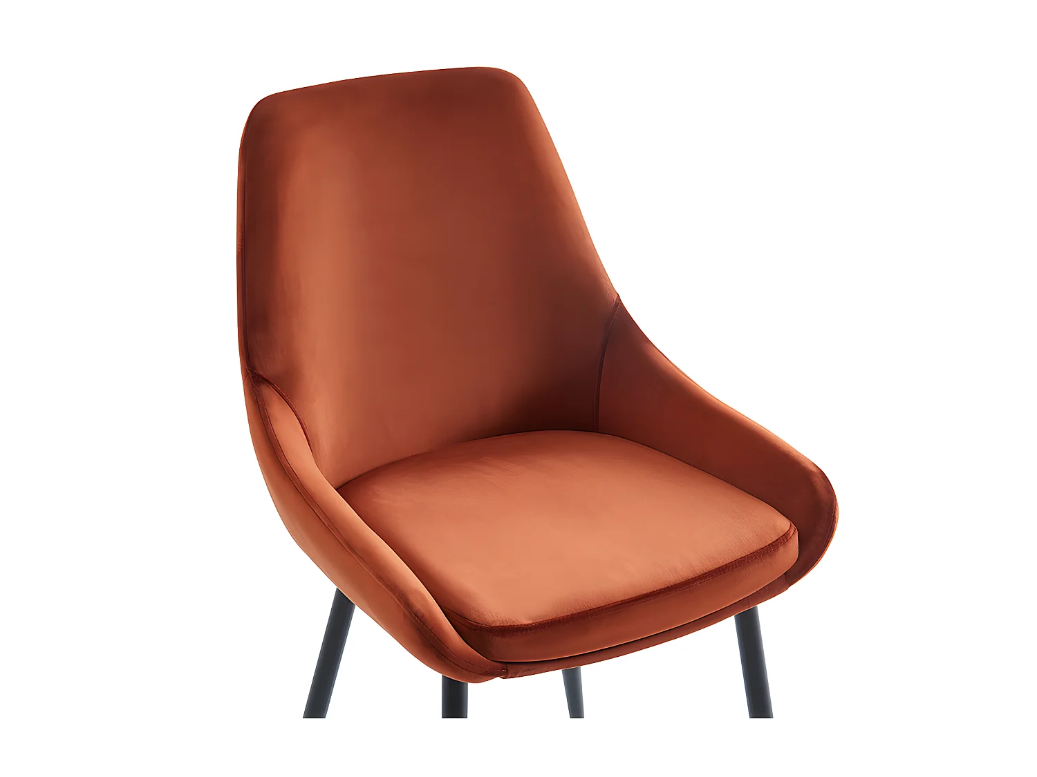 Set van 6 stoelen - Fluweel en zwart metaal - Terracotta - MASURIE