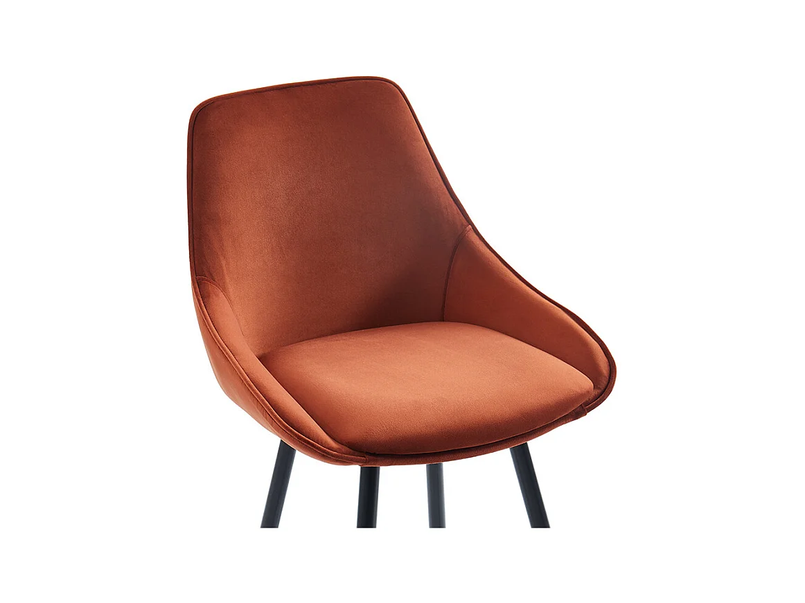 Zestaw 2 stołków barowych MASURIE – welur – kolor teracotta