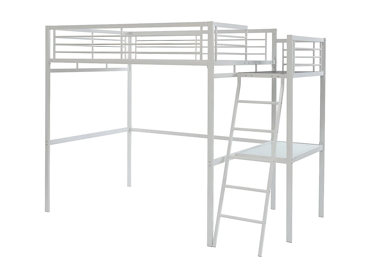 Letto a soppalco con piano scrivania 140 x 190 cm Bianco - CASUAL II