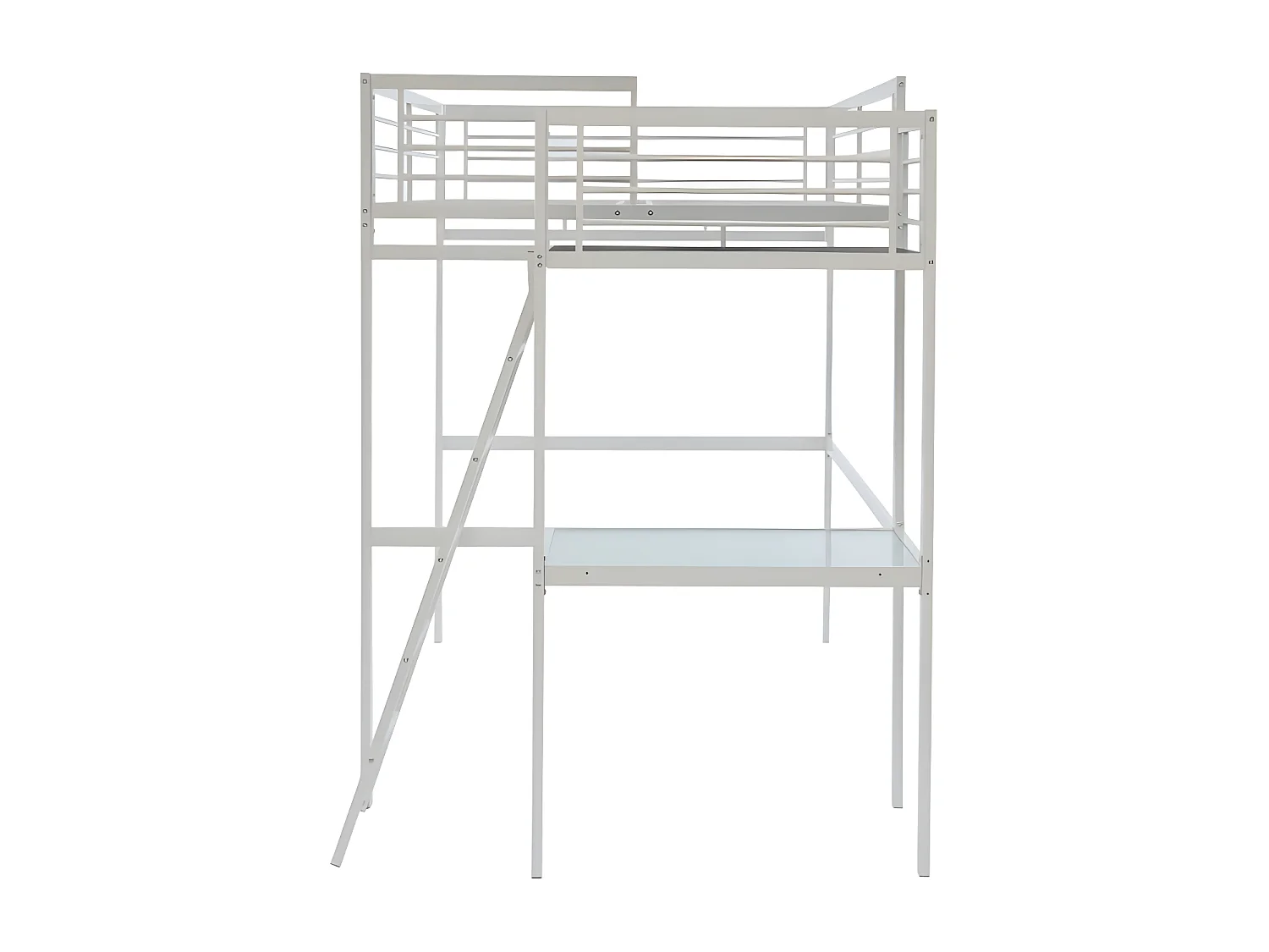 Loftsäng CASUAL II - 140 x 190 cm - skrivbordsplattform - Vit