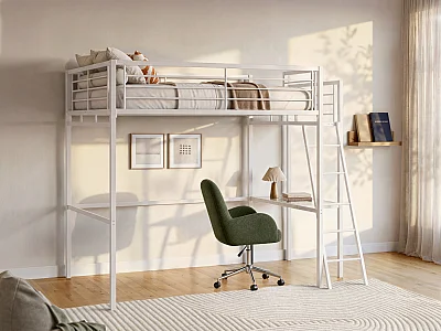 Letto a soppalco con piano scrivania 140 x 190 cm Bianco - CASUAL II