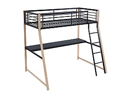 Letto a soppalco Ethan con scrivania - 90 x 190 cm - Nero