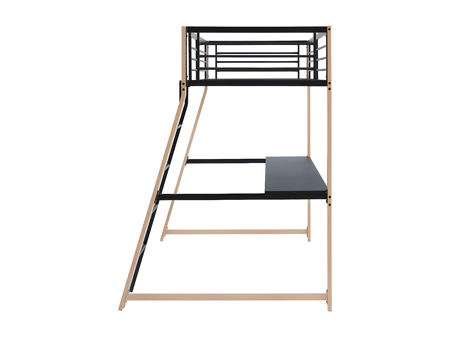 Letto a soppalco con scrivania integrata 90 x 190 cm Nero e Rovere - MALICIA