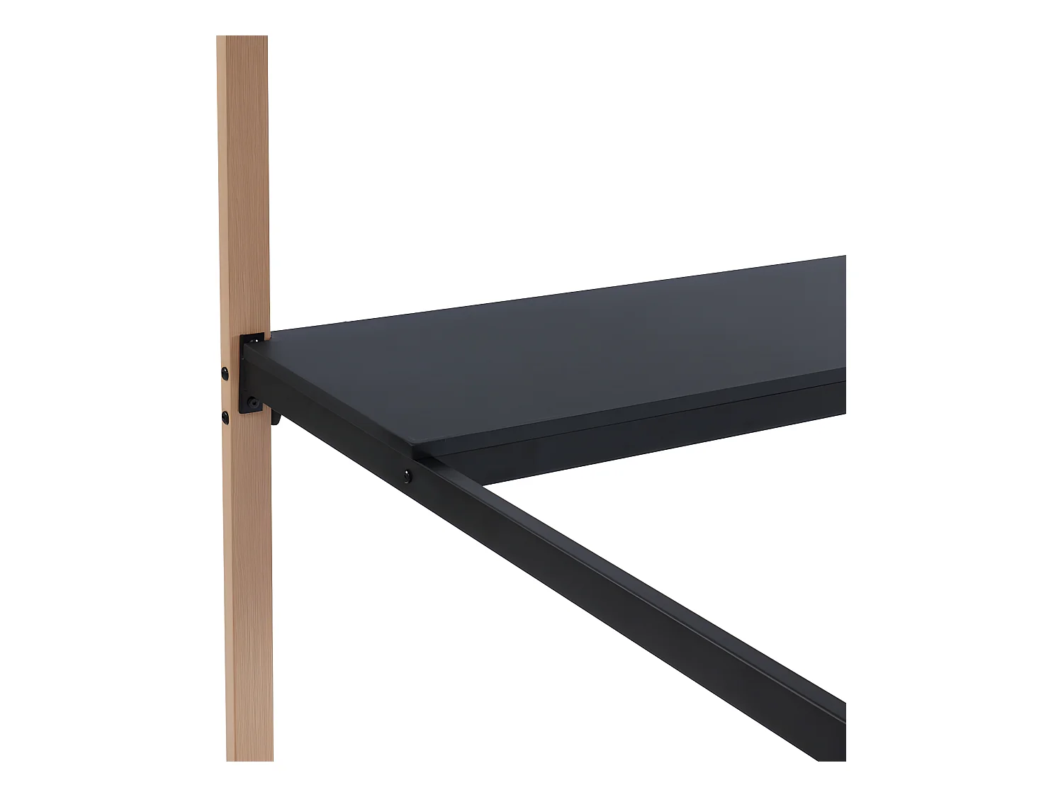 Lit mezzanine MALICIA - 90 x 190 cm - bureau intégré - Noir et chêne + matelas