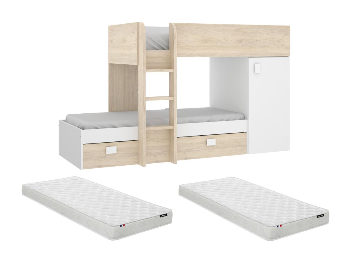 Eck-Hochbett modulierbar - 2 x 90 x 190 cm - mit Stauraum - Holzfarben & We günstig online kaufen