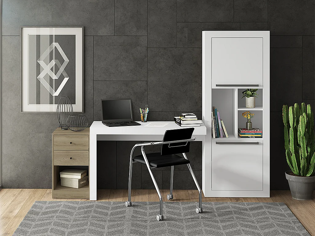 Biblioteca com 2 portas e 3 nichos cor branco - EVAN