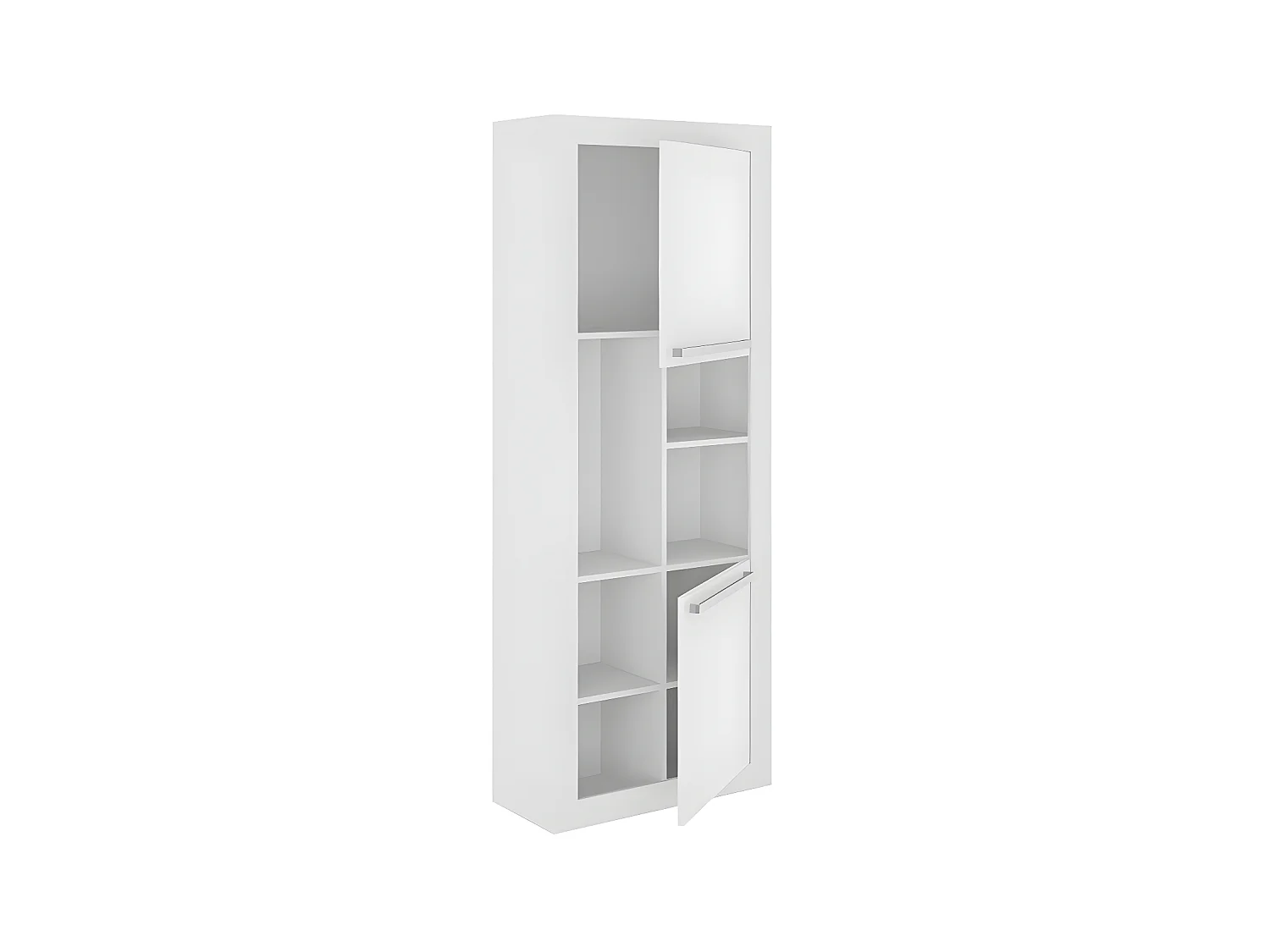 Bibliothèque avec 2 portes et 3 niches - Blanc - EVAN