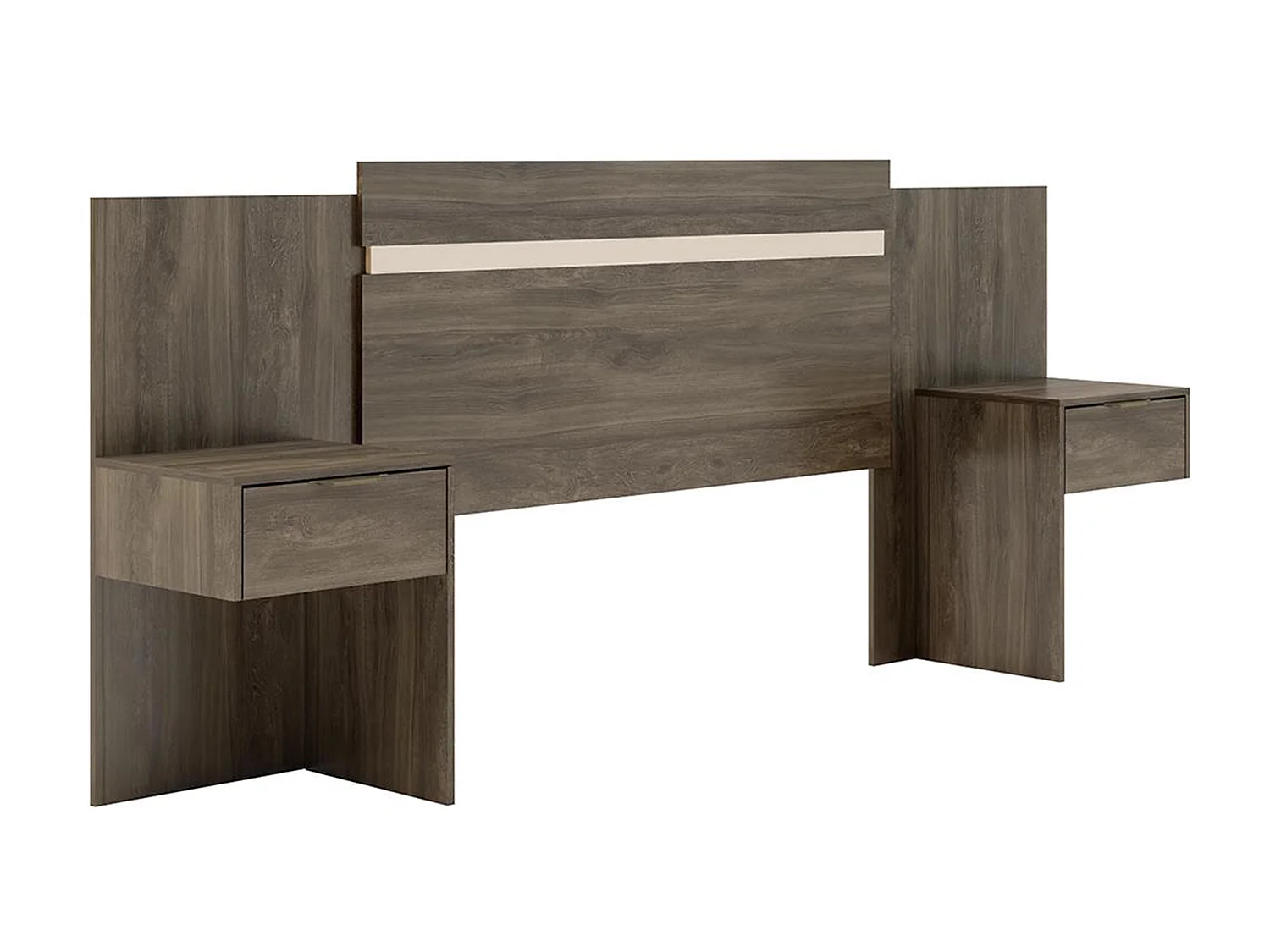 Hoofdeinde met nachtkastjes - Uitbreidbaar 140/160cm - Bruin - PARATI