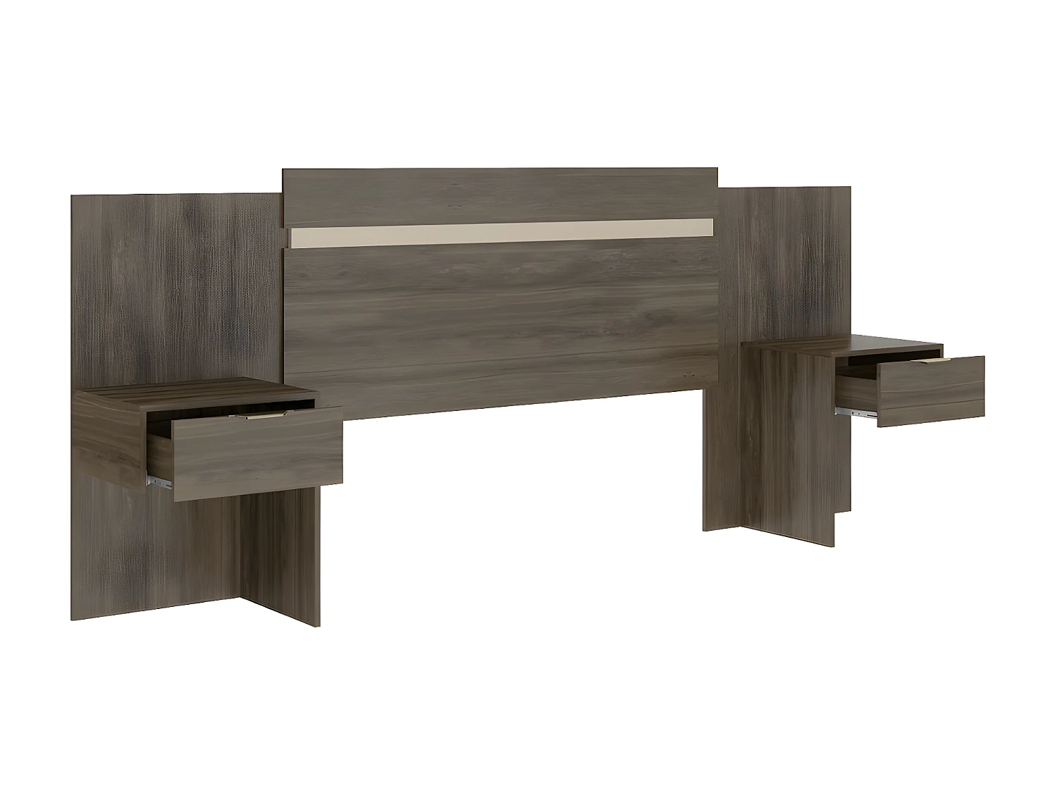 Hoofdeinde met nachtkastjes - Uitbreidbaar 140/160cm - Bruin - PARATI