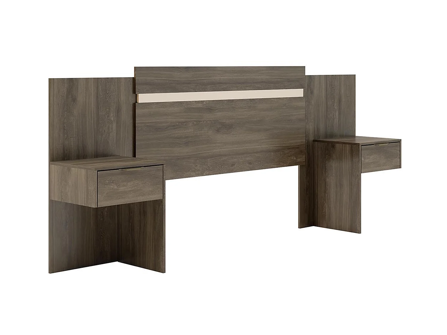 Cabecero extensible con mesas de noche - 140/160 cm - Marrón  - PARATI