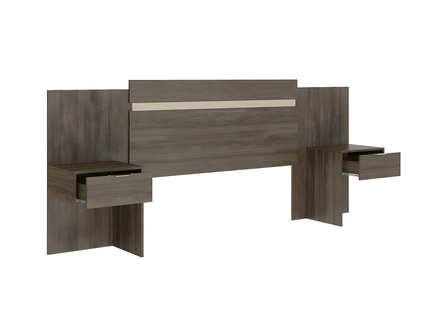 Cabecero extensible con mesas de noche - 140/160 cm - Marrón  - PARATI