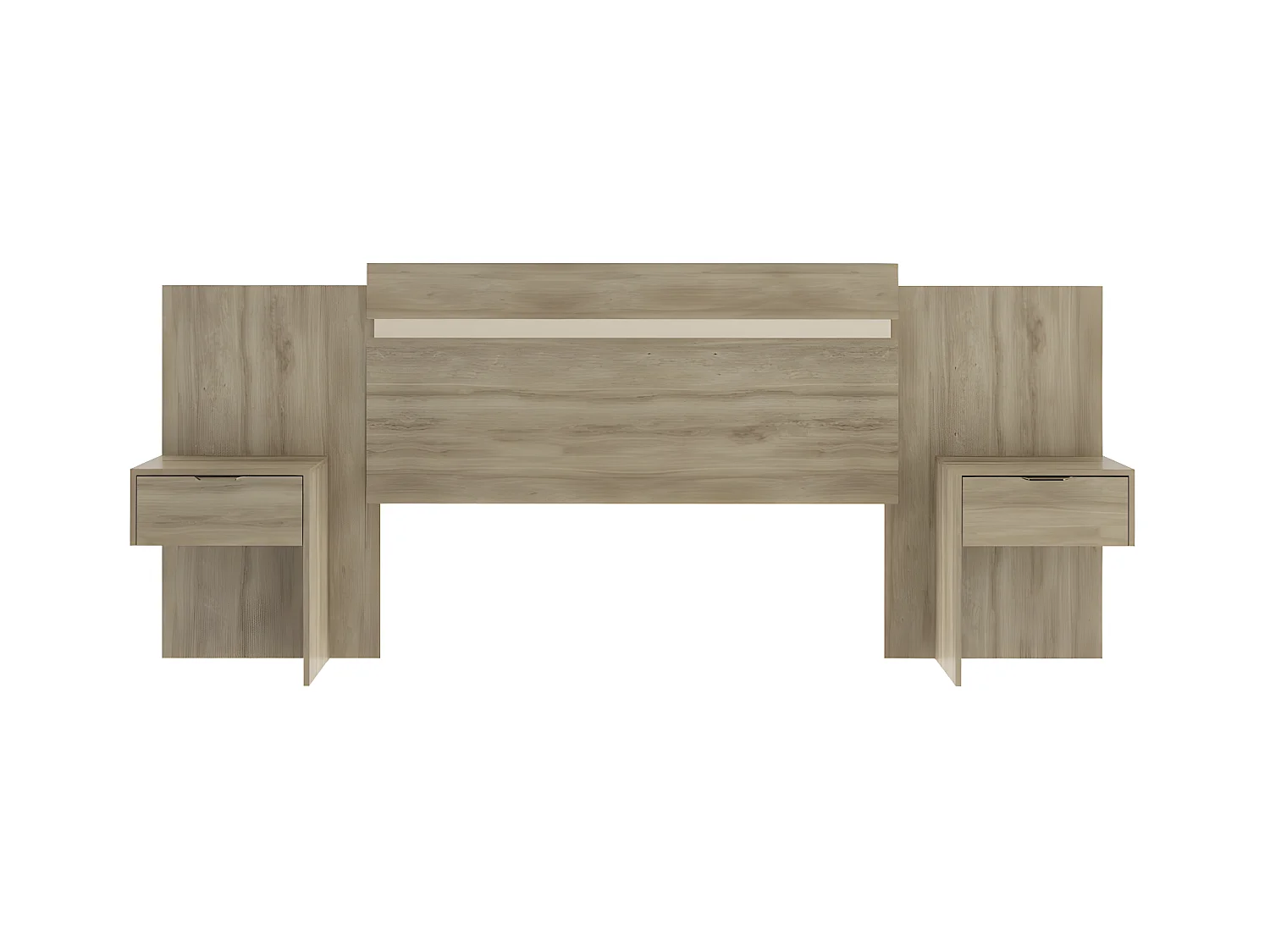 Cabecero extensible con mesas de noche - 140/160 cm - Color: natural - PARATI