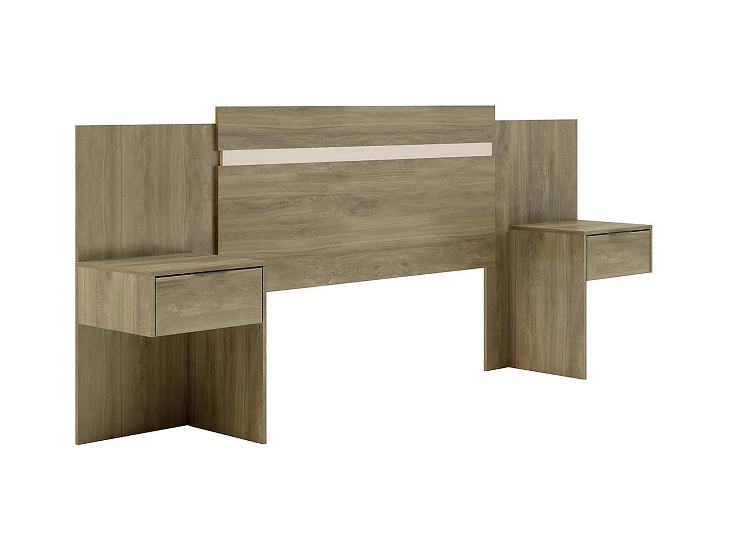 Cabecero extensible con mesas de noche - 140/160 cm - Color: natural - PARATI