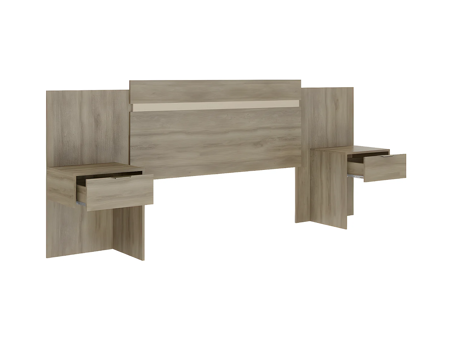 Cabecero extensible con mesas de noche - 140/160 cm - Color: natural - PARATI