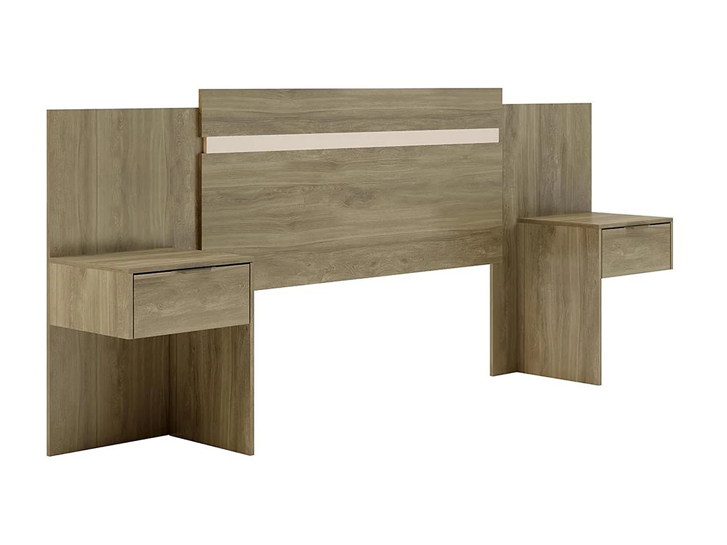 Utbyggbar sänggavel med sängbord - 140/160 cm - Färg: Naturlig - PARATI