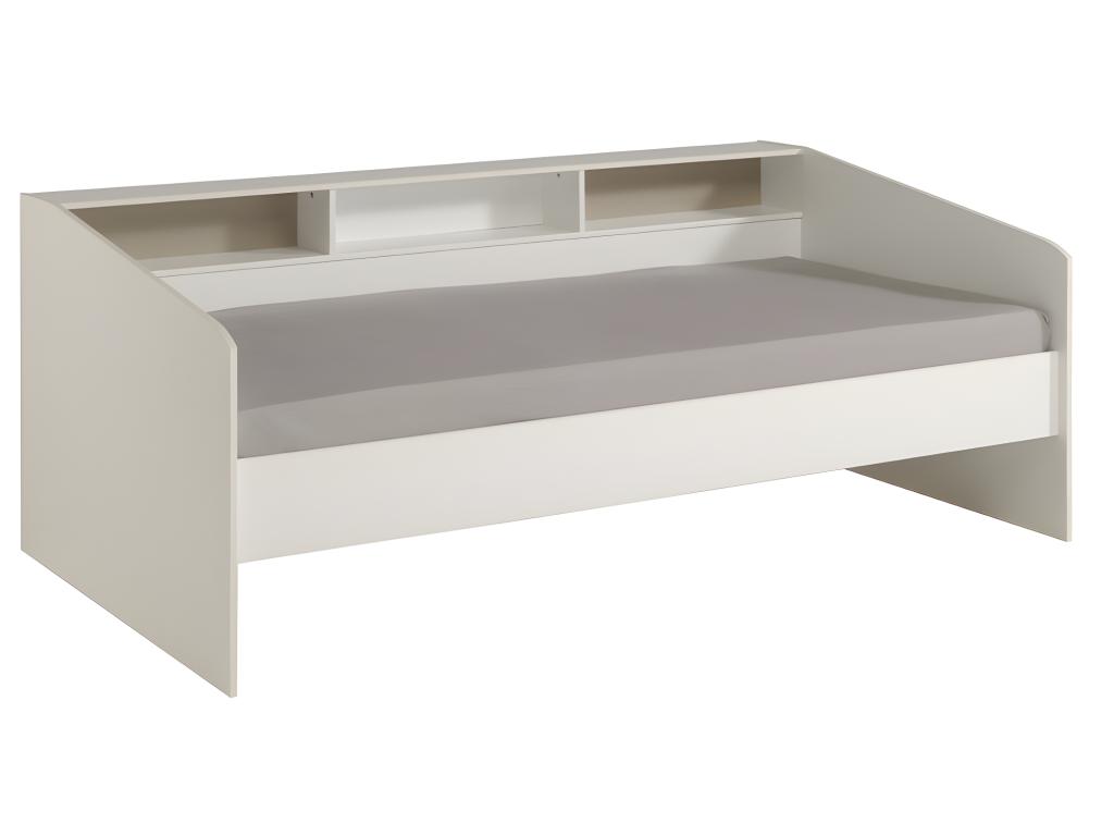 Bed met lades en rek PAULETTE 90x200cm wit + matras + bedbodem Koop goedkoop online