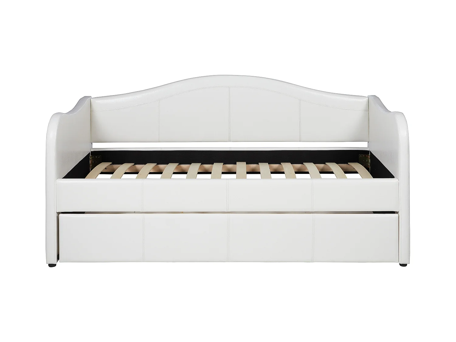 Lit banquette gigogne MATHILDE - 2 x 90 x 190 cm - Simili - Blanc + matelas