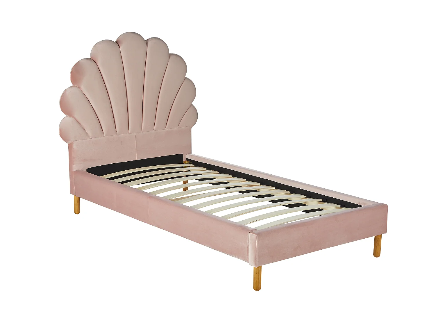 Bett Muschelbett + Matratze - 90 x 190 cm - Samt - Rosa - MOANA