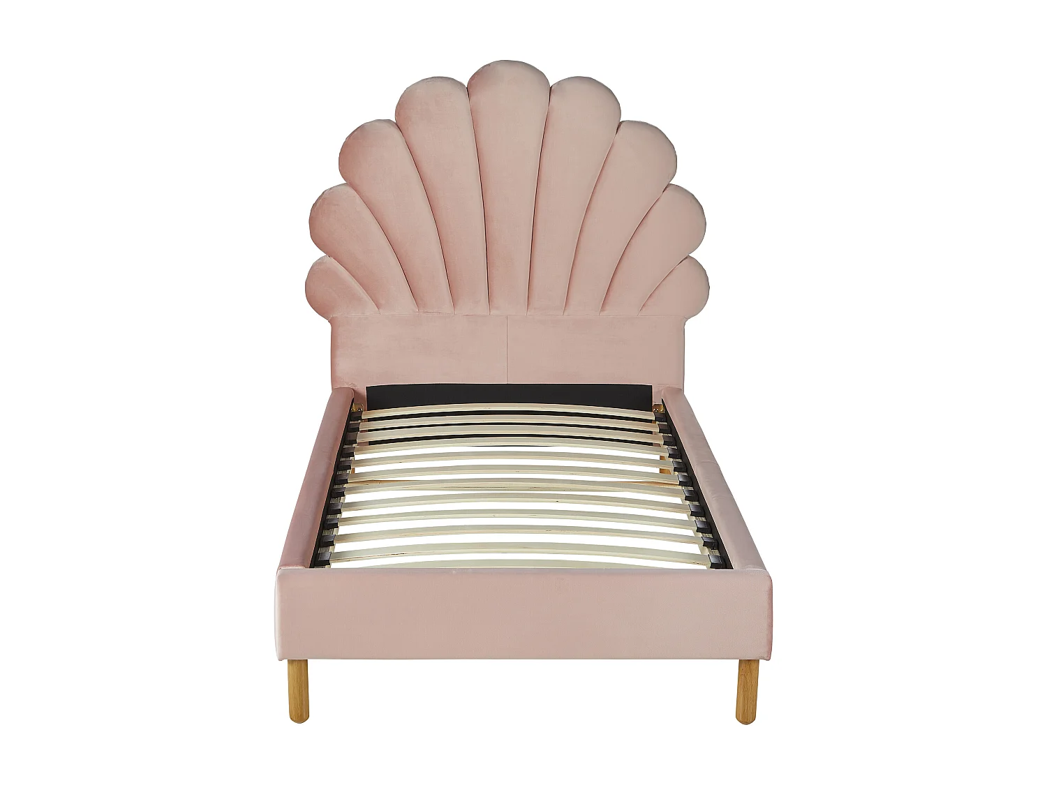 Lit coquillage 90 x 190 cm - Velours - Rose + Matelas - MOANA