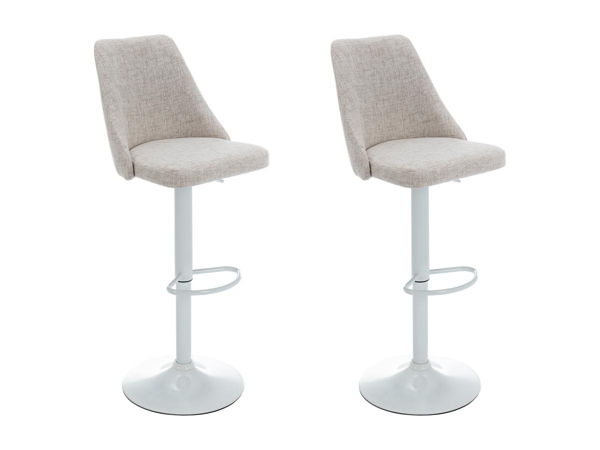 Barhocker 2er-Set - Stoff & Metall - Weiß - KIYOLA günstig online kaufen