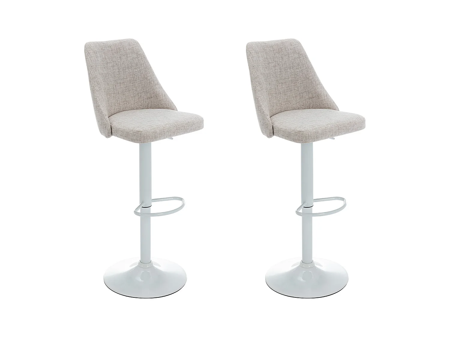 Barhocker 2er-Set - Stoff & Metall - Weiß - KIYOLA