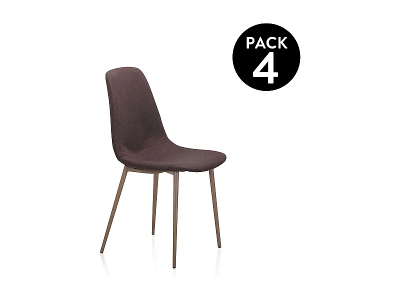 Pack 4 sillas de comedor Cai Piel marrón