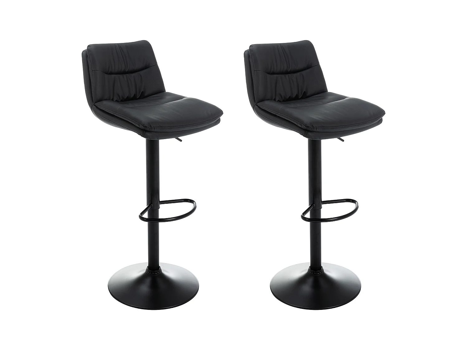 Conjunto de 2 bancos altos pele sintética e metal preto - KADERINA