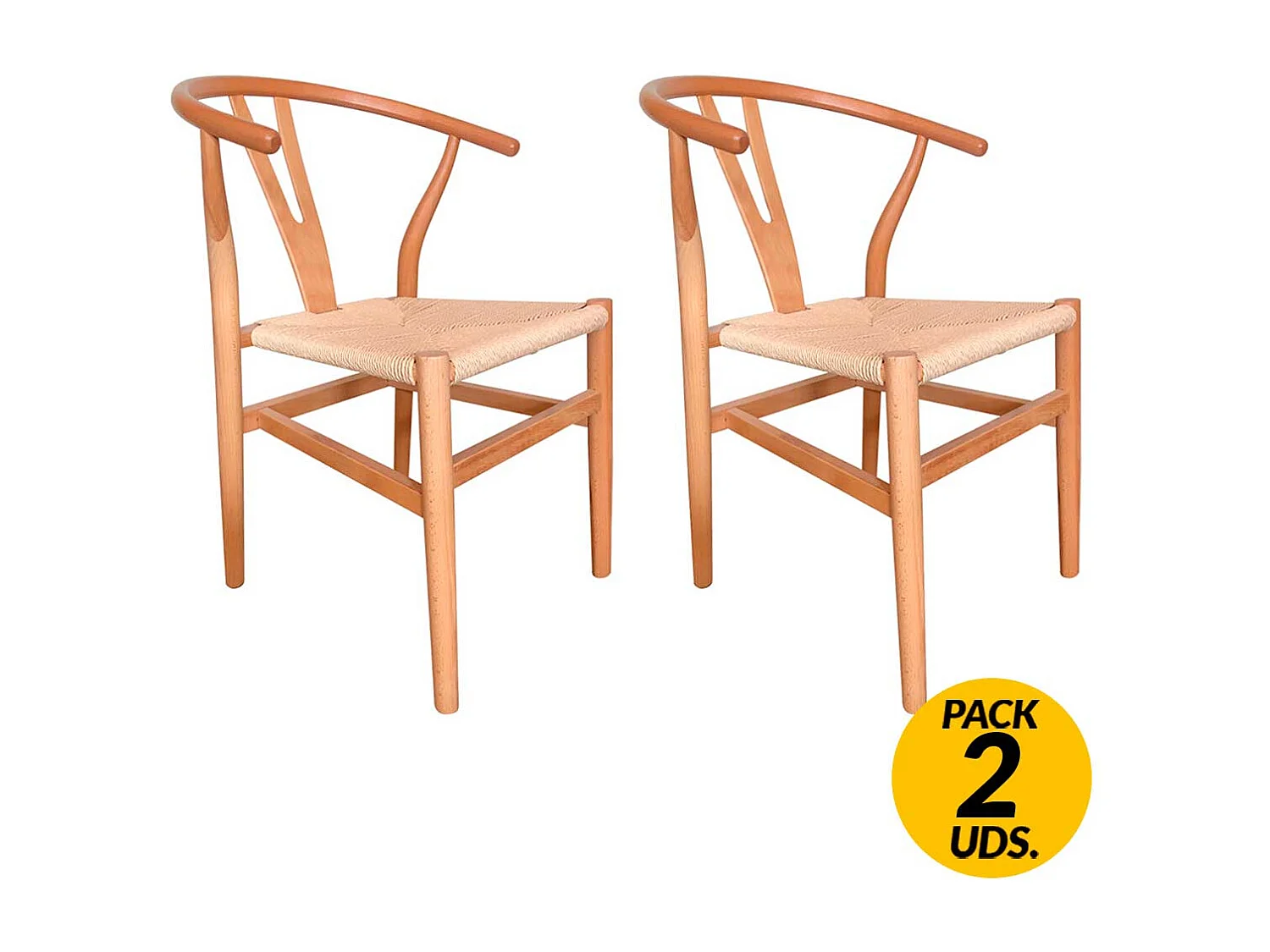 Pack de 2 sillas de comedor Kioto natural Adec