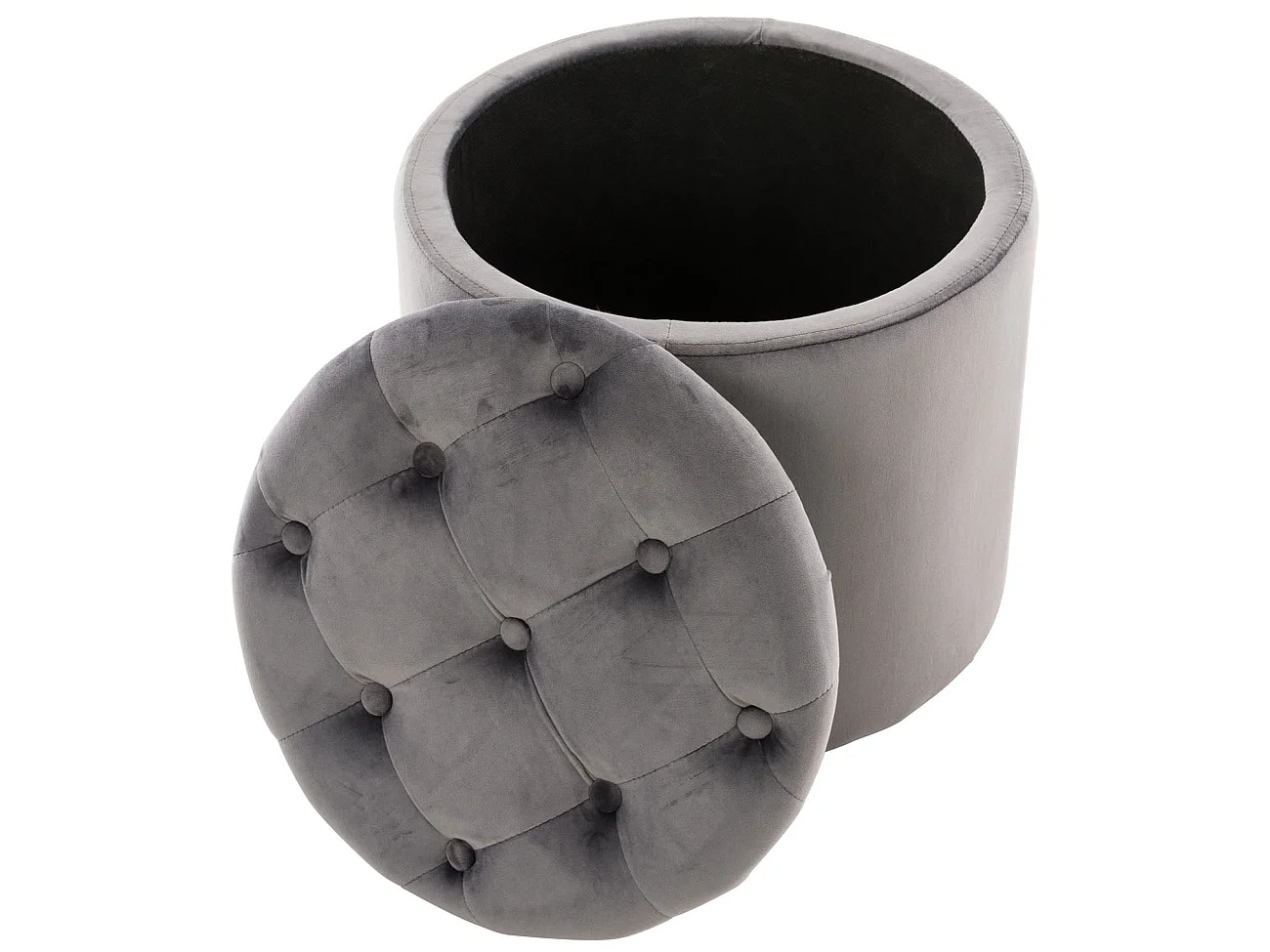 Pouf tabouret coffre avec tissu grise 44 x 44 x 42 cm TABO10080