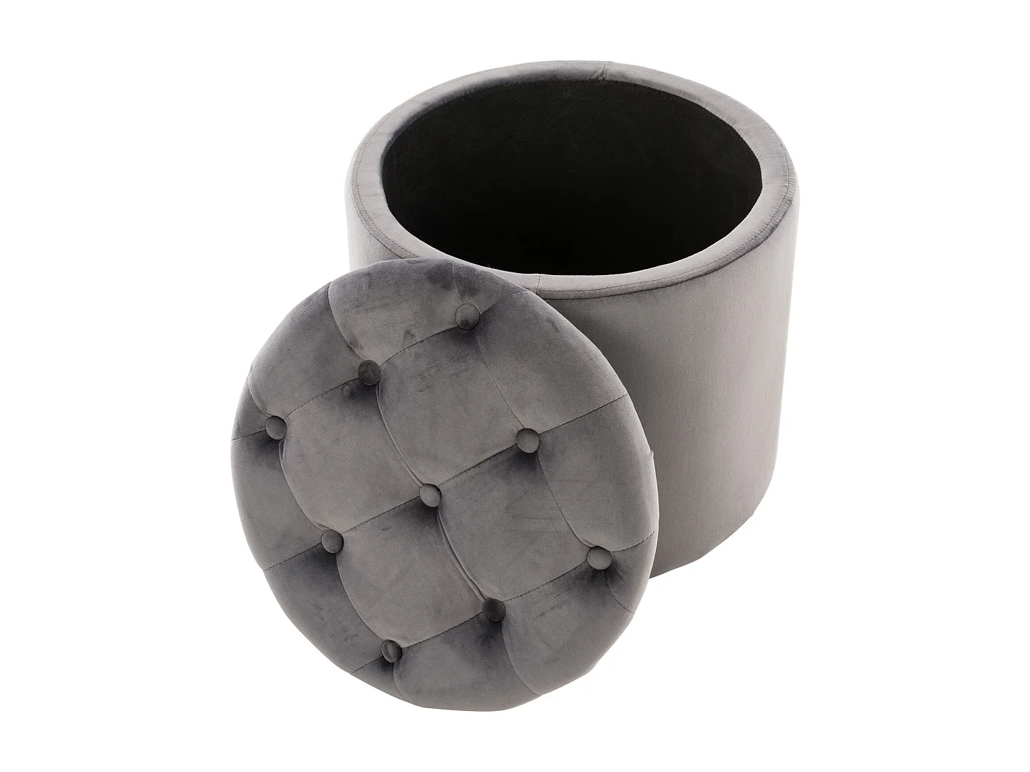 Pouf tabouret coffre avec tissu grise 44 x 44 x 42 cm TABO10080