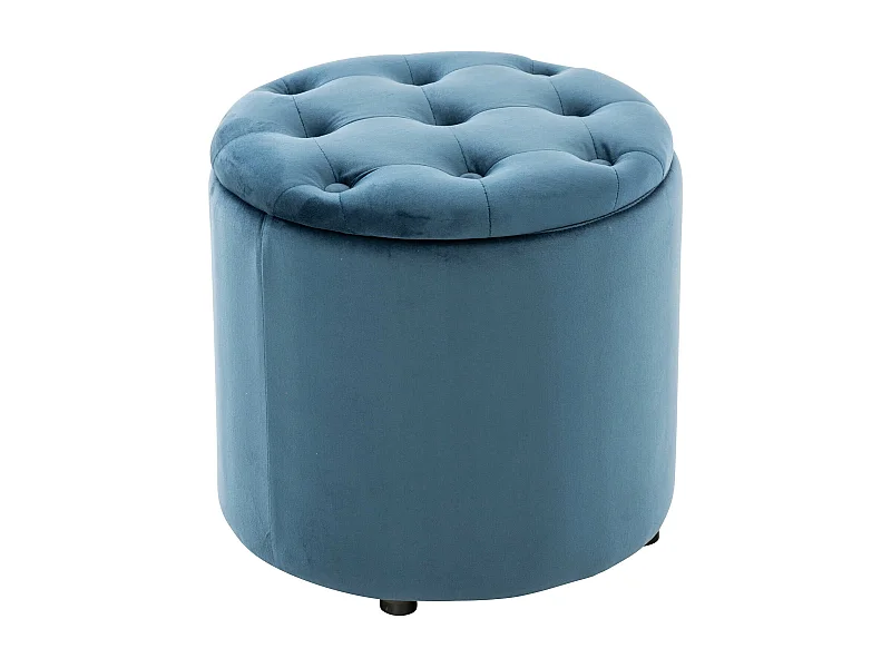 Pouf tabouret coffre avec tissu bleue 44 x 44 x 42 cm TABO10081