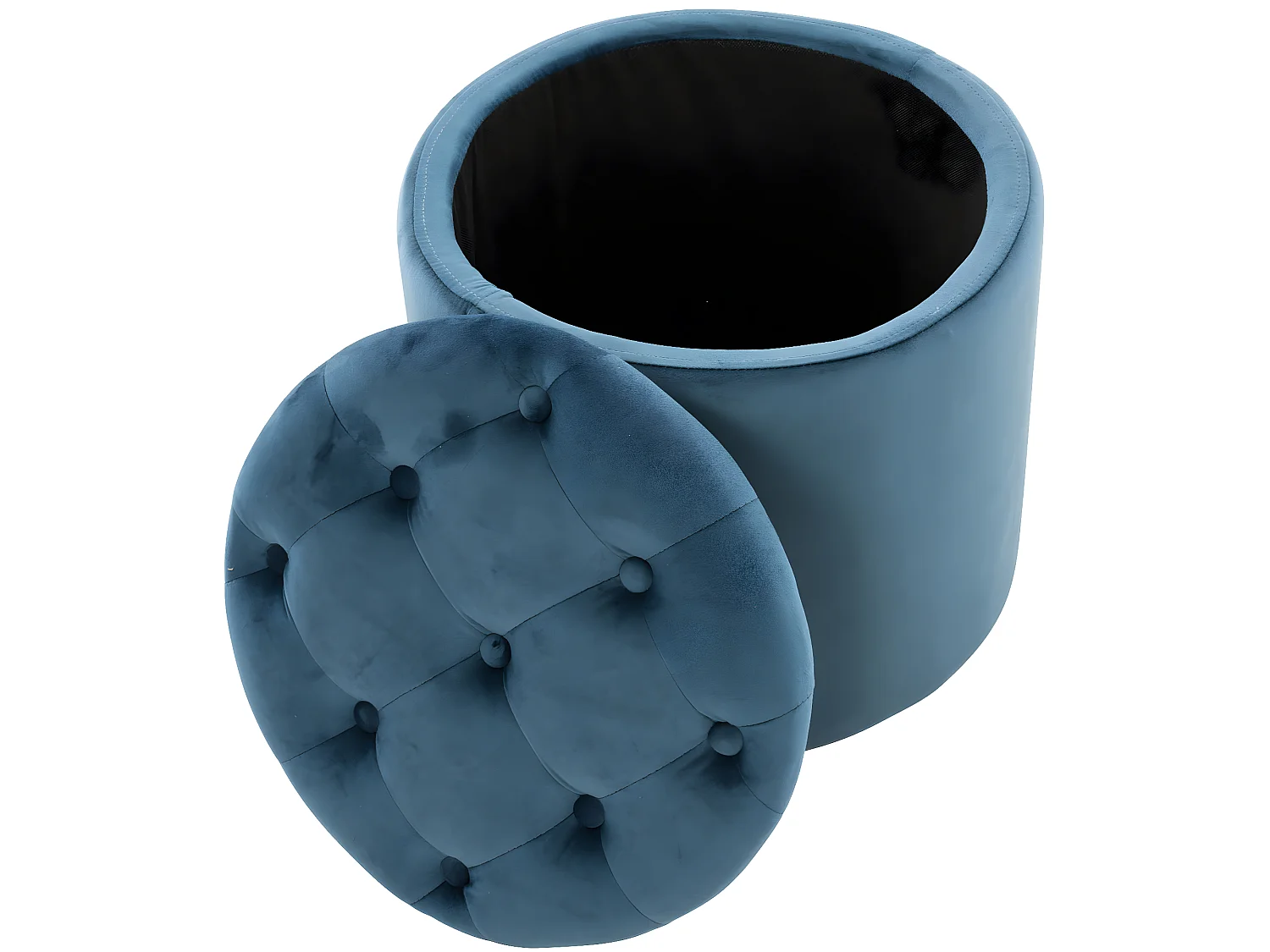 Pouf tabouret coffre avec tissu bleue 44 x 44 x 42 cm TABO10081