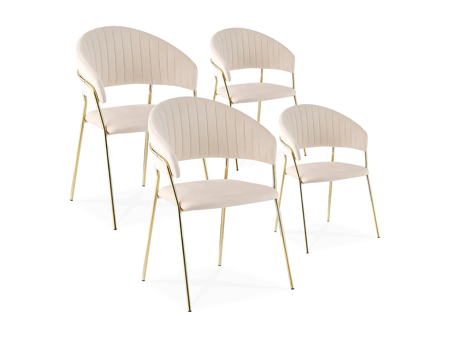 Lot de 4 chaises Margaux velours beige pieds or