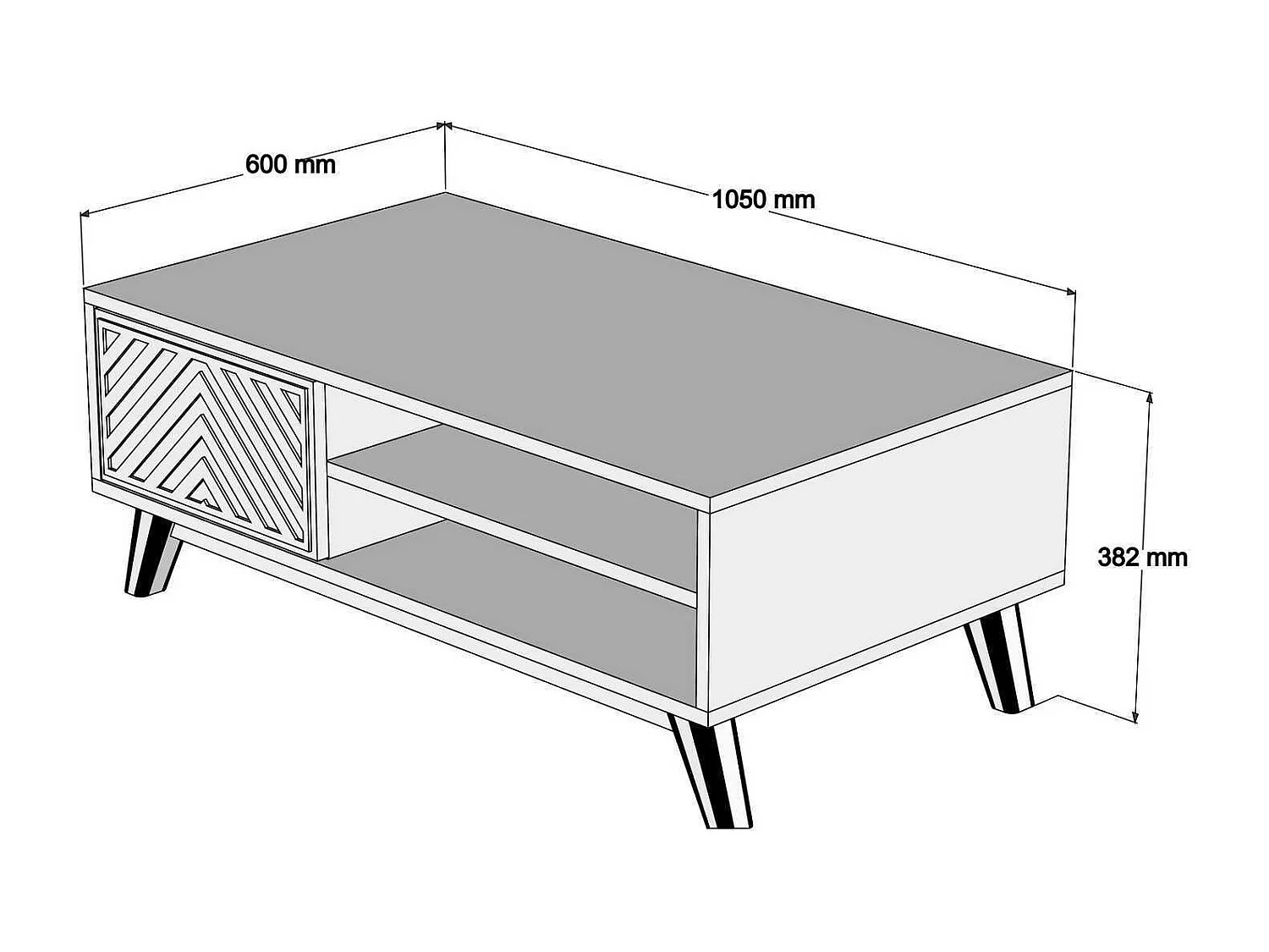 Mesa de café Kailua 1224, Nogal, 38x60x105cm, Aglomerado laminado, Angular