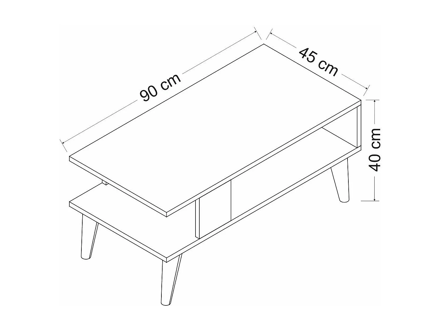 Mesa de café Kailua 1866, Blanco, 40x45x90cm, Aglomerado laminado, Angular