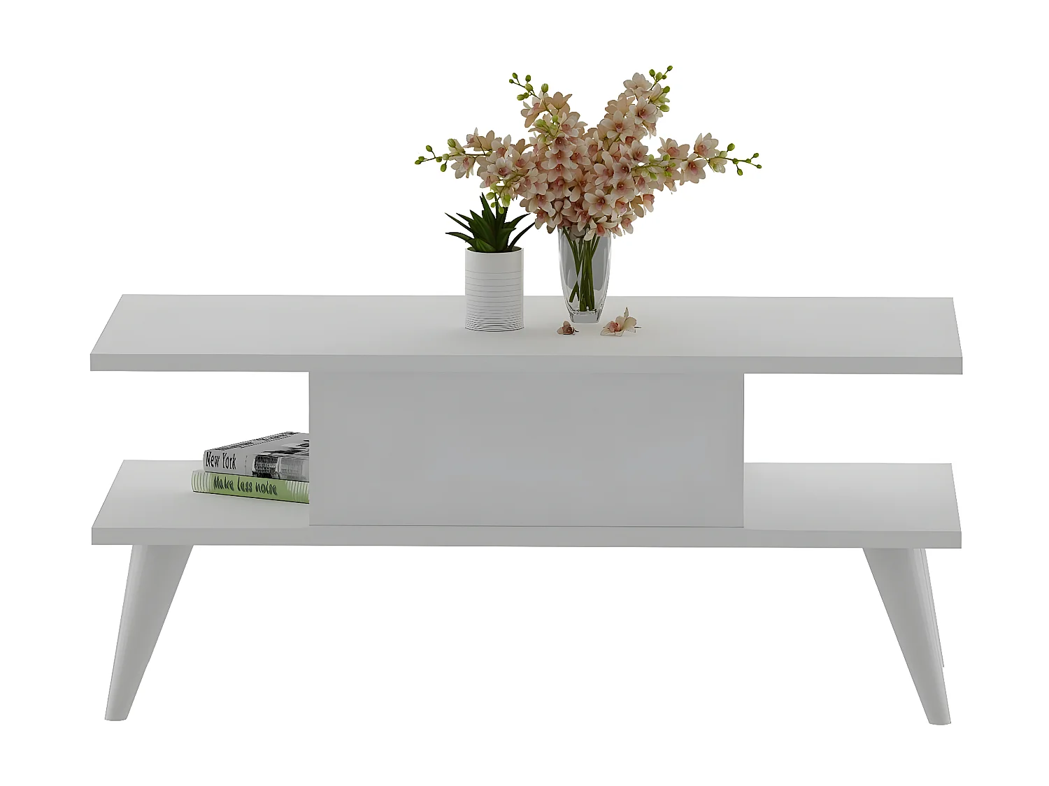 Table basse style scandinave Carle L90xH40cm Blanc