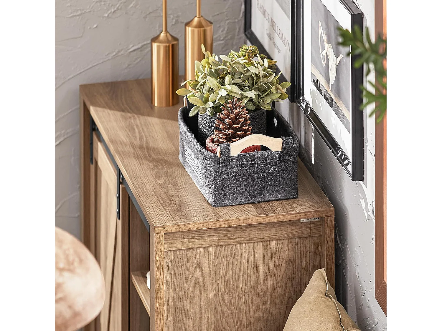 Armoire à Chaussures Commode à Chaussures Commode avec Porte de Grange Coulissante, FSB59-BR