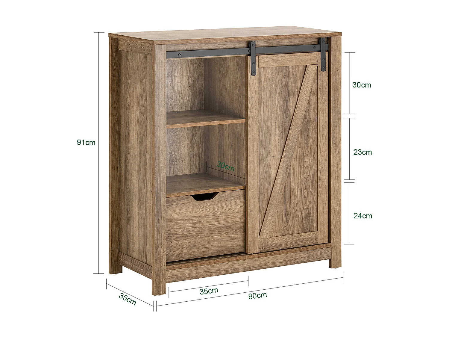 Armoire à Chaussures Commode à Chaussures Commode avec Porte de Grange Coulissante, FSB59-BR