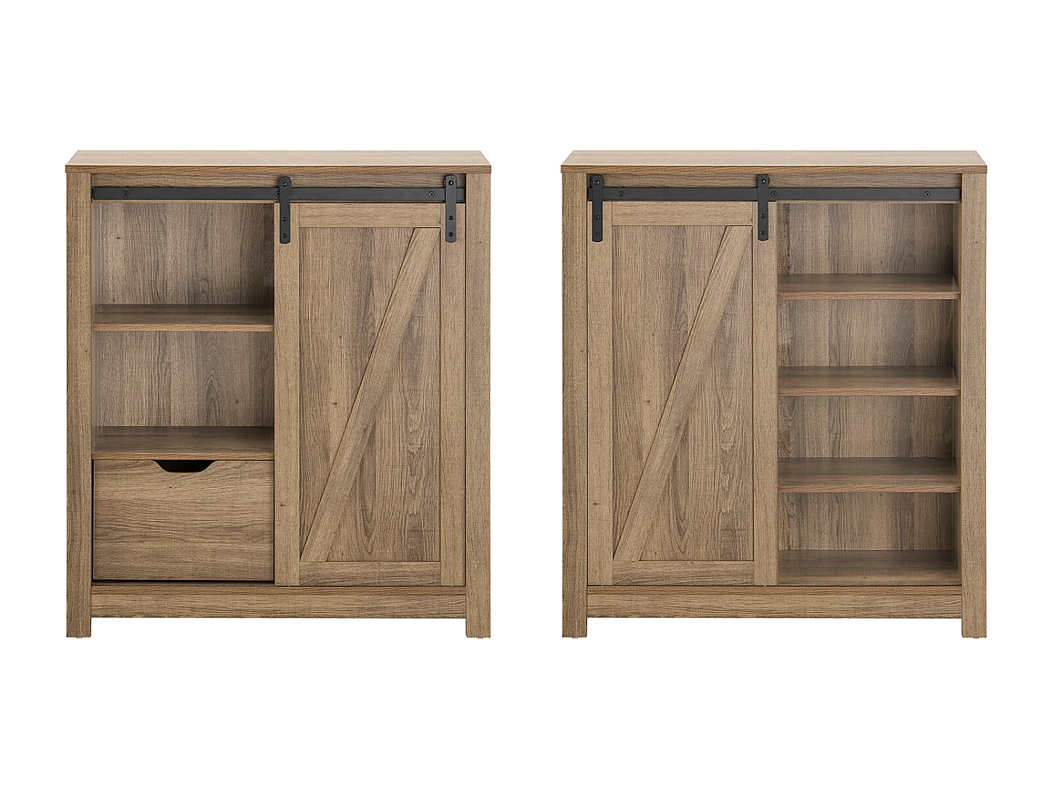 Armoire à Chaussures Commode à Chaussures Commode avec Porte de Grange Coulissante, FSB59-BR