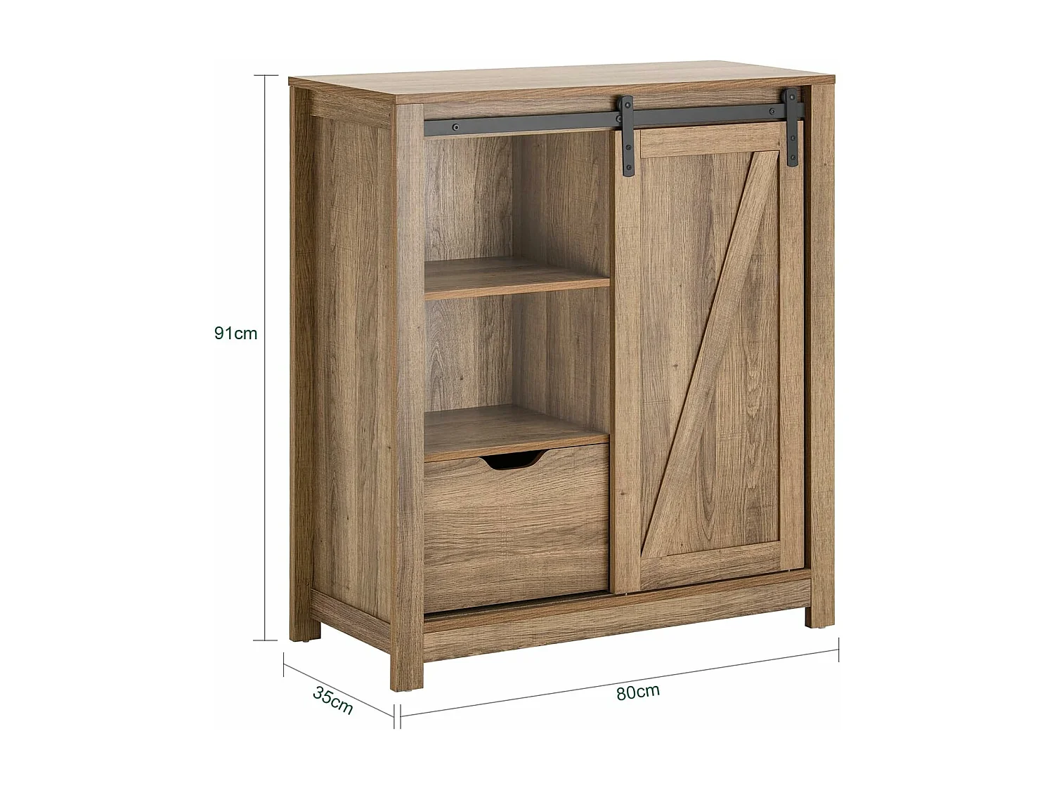 Armoire à Chaussures Commode à Chaussures Commode avec Porte de Grange Coulissante, FSB59-BR