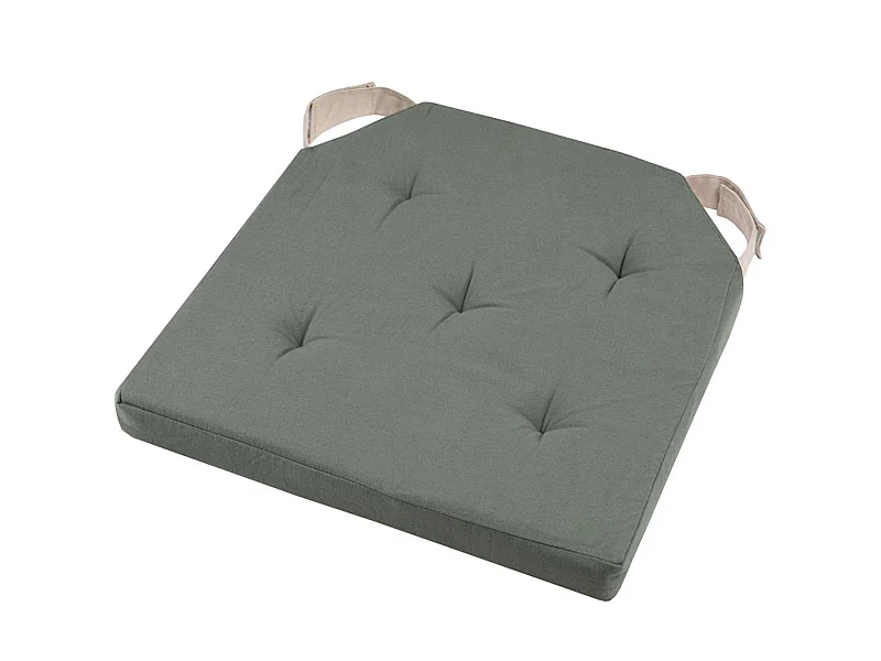 Coussin de chaise - reversible - vert et lin  38 x 38 cm