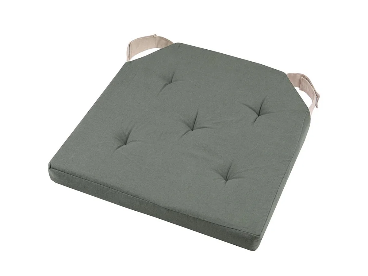 Coussin de chaise - reversible - vert et lin  38 x 38 cm