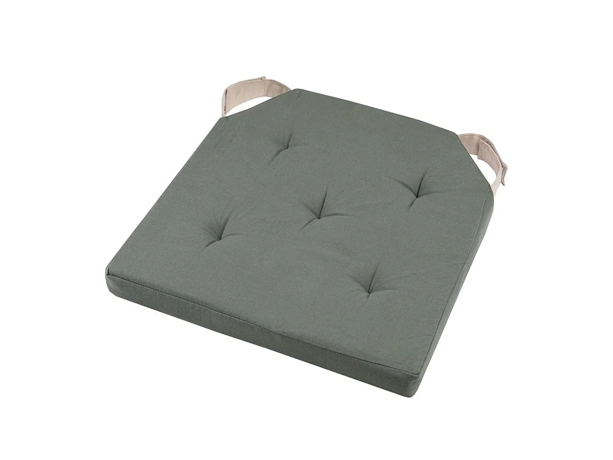 Coussin de chaise - reversible - vert et lin  38 x 38 cm