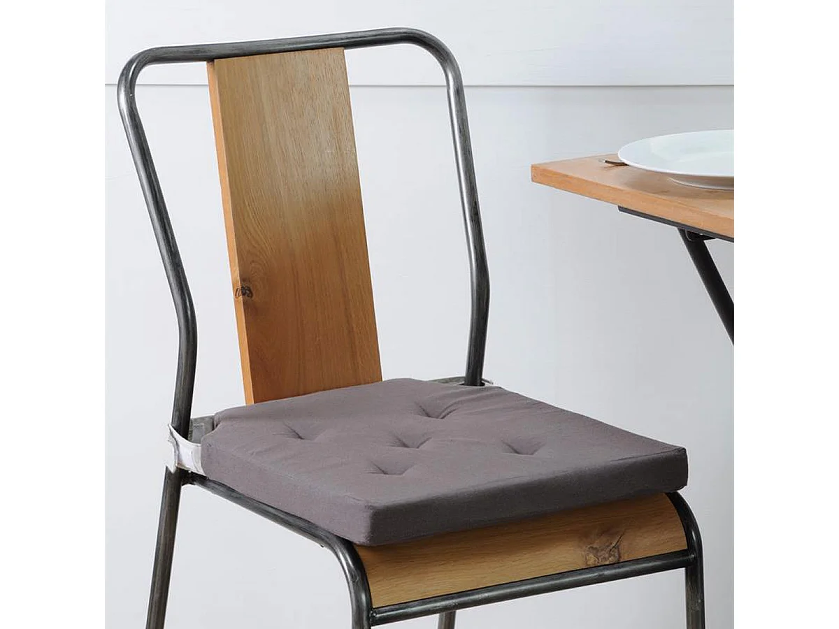 Coussin de chaise - reversible - taupe et lin  38 x 38 cm