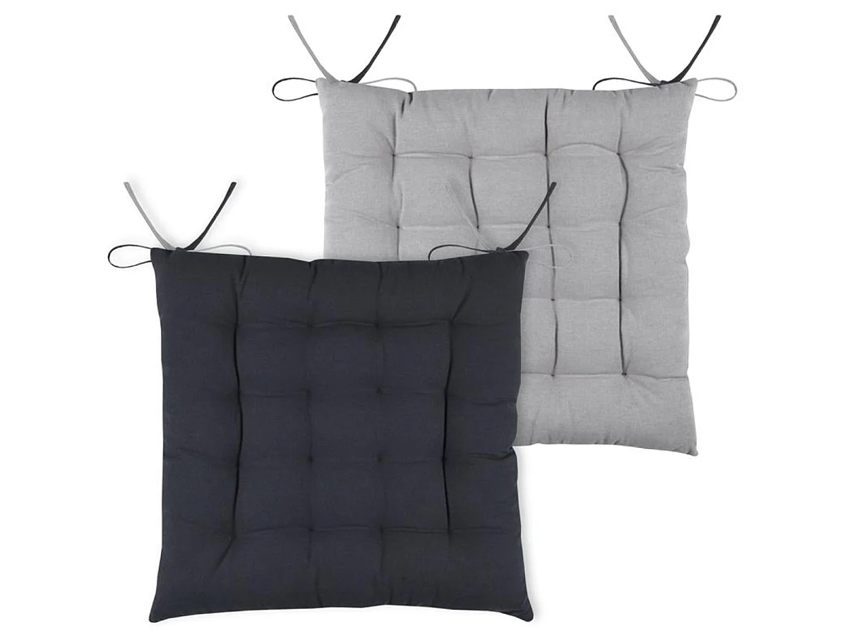 Coussin de chaise - 2 faces Anthacite et gris souris 40 cm