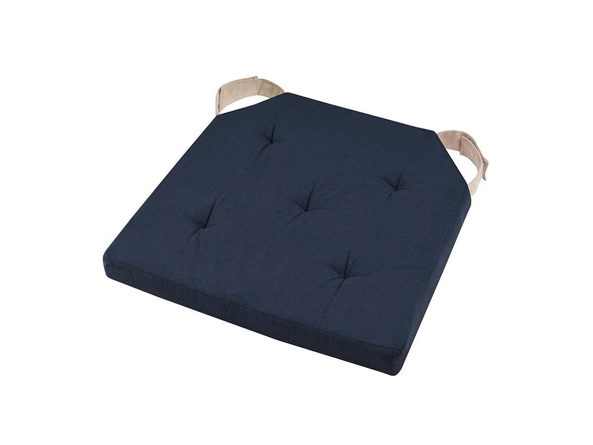 Coussin de chaise - reversible - bleu marine et lin  38 x 38 cm