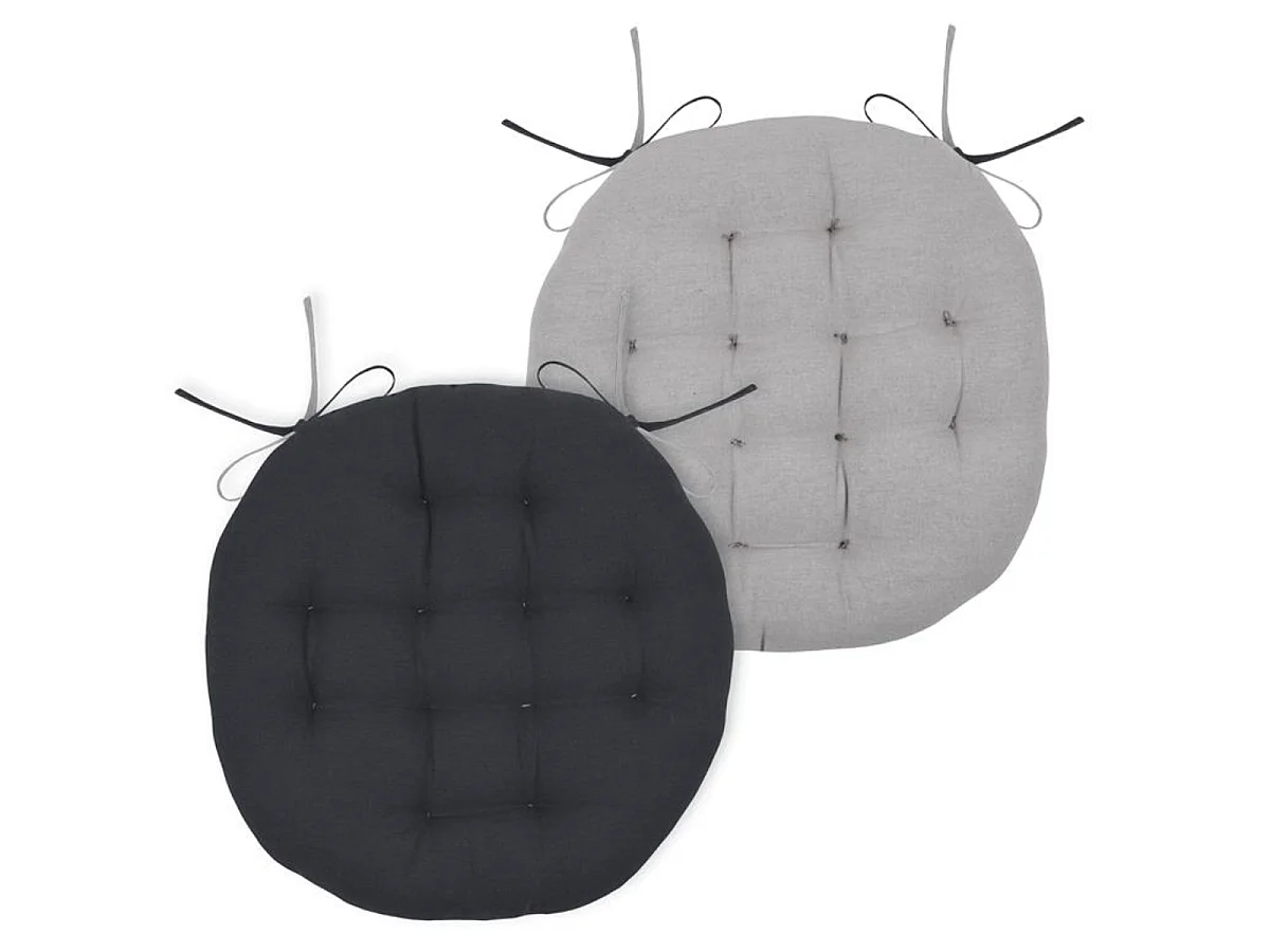 Coussin de chaise ronde réversible anthracite et gris