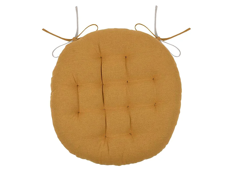 Coussin de chaise ronde réversible Curry et Lin